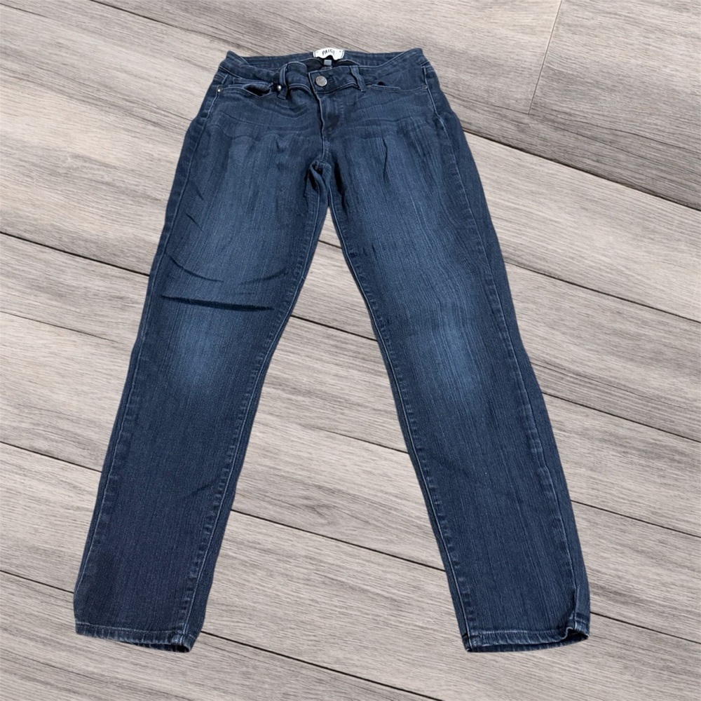 PAIGE Women’s Skinny Jeans Size 28 Dark Wash Mid Rise Stretch Denim Ankle - Picture 2 of 5